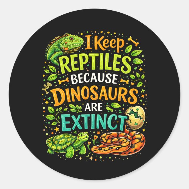 Sticker Rond Les reptiles règnent (Devant)