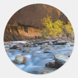 Sticker Rond Les rétrécissements de la rivière Virgin en automn