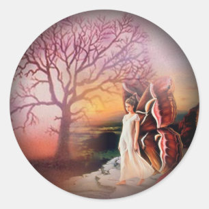 Sticker Rond Les rêves de papillon se fanent pour noircir