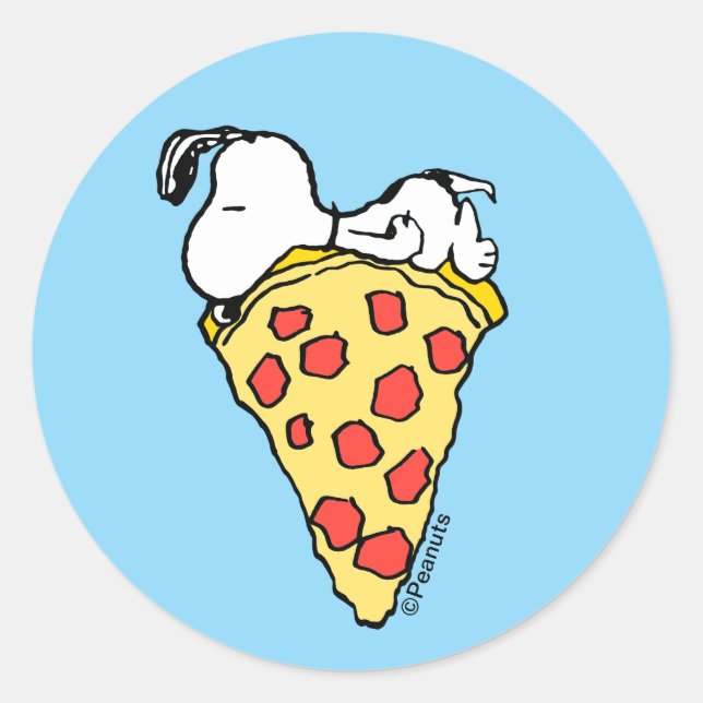 Sticker Rond Les rêves de pizza de Snoopy (Devant)