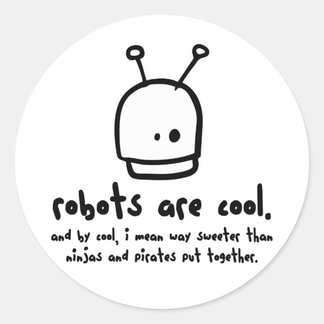 Sticker Rond les robots sont cool1 (Devant)