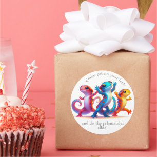 Sticker Rond Les salamandres colorés font la glisse de Salamand