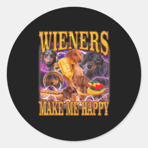 Sticker Rond Les saucisses me rendent heureux Funny Dachshund A