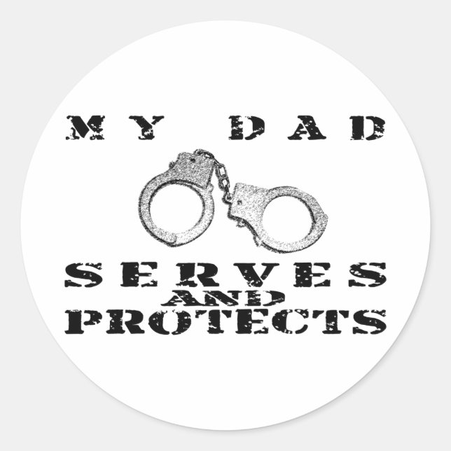 Sticker Rond Les services de papa protège - le casquette (Devant)