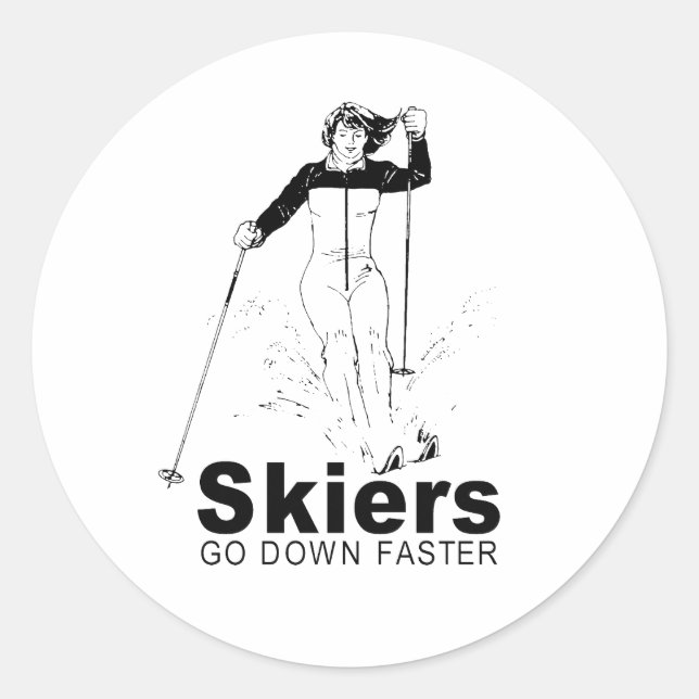Sticker Rond les skieurs descendent plus vite (Devant)
