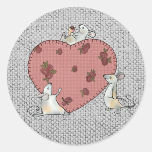 Sticker Rond Les souris coulent le coeur