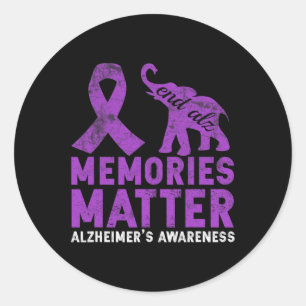 Sticker Rond Les souvenirs comptent Alzheimer - Eléphant pourpr