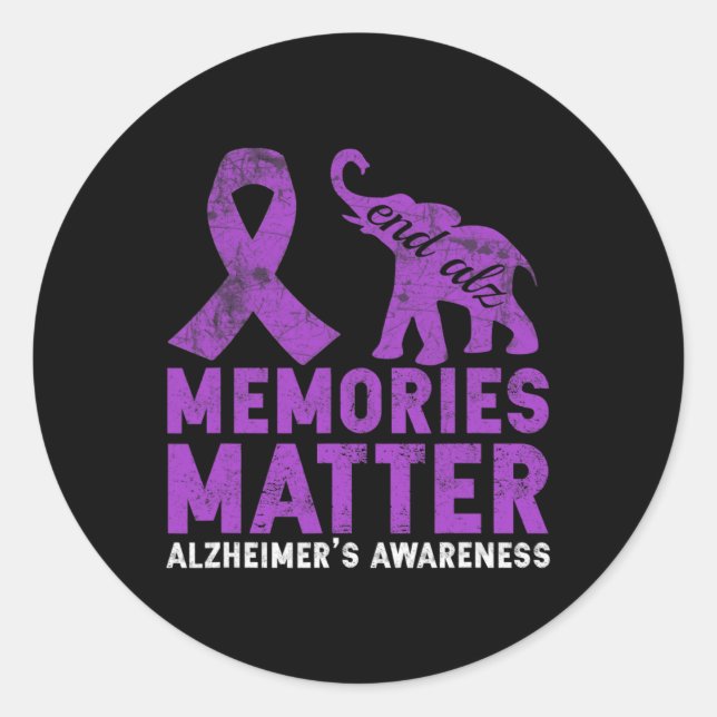 Sticker Rond Les souvenirs comptent Alzheimer - Eléphant pourpr (Devant)