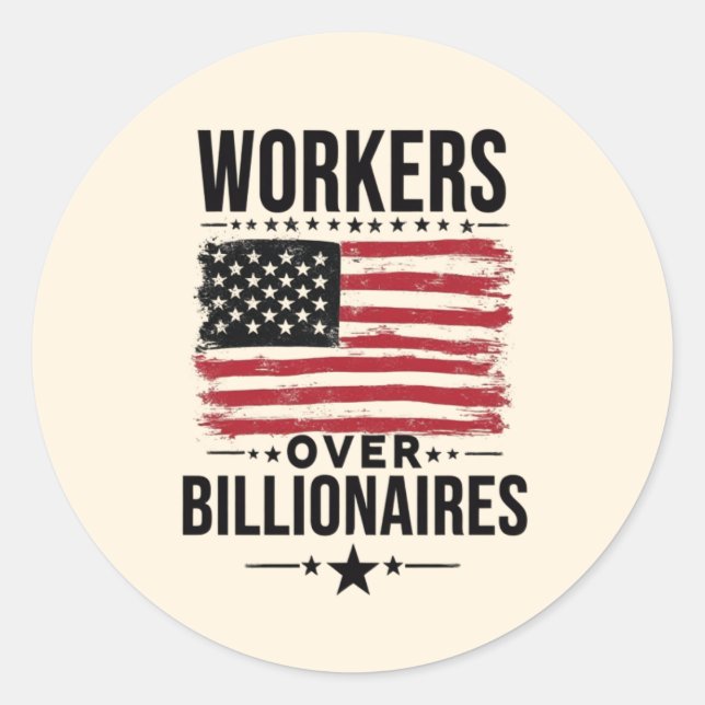 Sticker Rond Les travailleurs au-dessus de milliardaires Drapea (Devant)