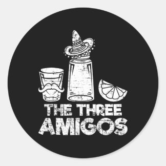 Sticker Rond Les Trois Amigos Chemise Tequila Lime Salt Hommes 