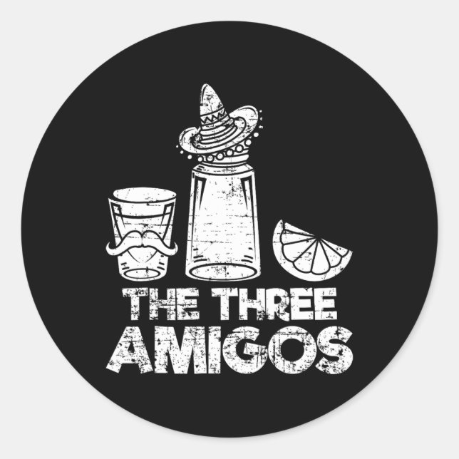 Sticker Rond Les Trois Amigos Chemise Tequila Lime Salt Hommes  (Devant)