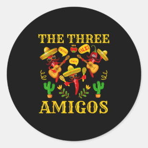 Sticker Rond Les Trois Amigos - Drôle Chili Cinco De Mayo