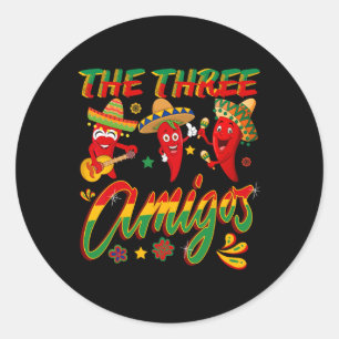 Sticker Rond Les Trois Amigos - Drôle Chili Cinco De Mayo