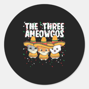 Sticker Rond Les Trois Amigos Mexicains Cinco De Mayo Cute Cats