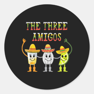 Sticker Rond Les Trois Amigos T Shirt Tequila Salt Lime Cinco D