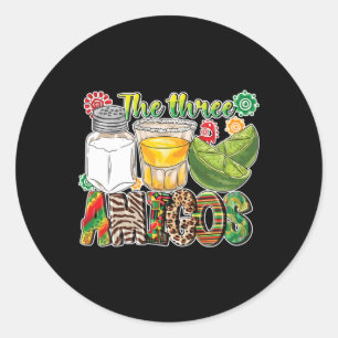Sticker Rond Les Trois Amigos Tequila Salt Lime Cinco De Mayo
