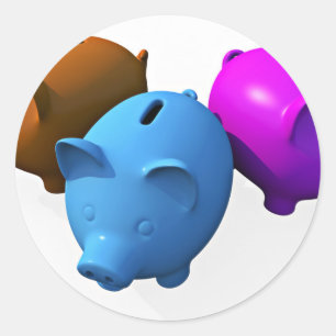 Sticker Rond Les Trois Petites Banques De Piggy