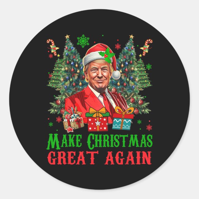 Sticker Rond Les Trumpmas rendent Noël super encore le Père Noë (Devant)