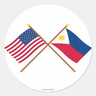 Sticker Rond Les USA et drapeaux croisés par Philippines