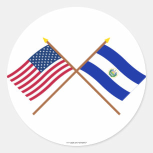 Sticker Rond Les USA et drapeaux croisés par Salvador