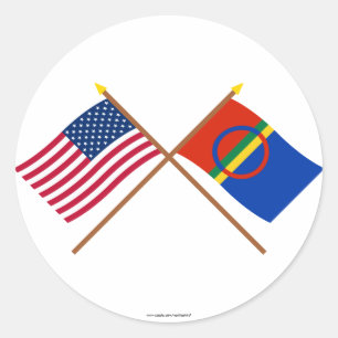 Sticker Rond Les USA et drapeaux croisés par Sapmi