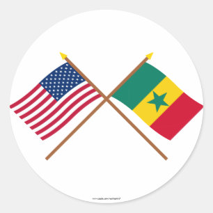 Sticker Rond Les USA et drapeaux croisés par Sénégal