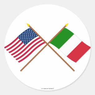 Sticker Rond Les USA et drapeaux croisés parItalie