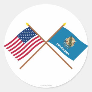 Sticker Rond Les USA et drapeaux croisés parOklahoma
