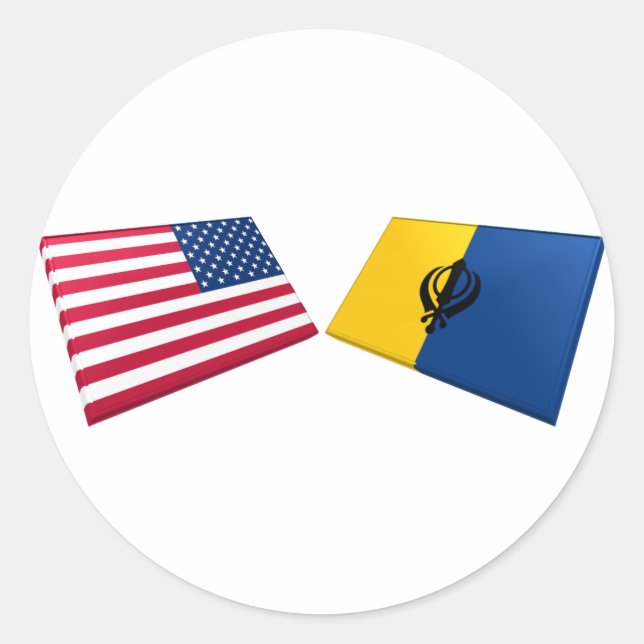 Sticker Rond Les USA et drapeaux de Khalistan (Devant)