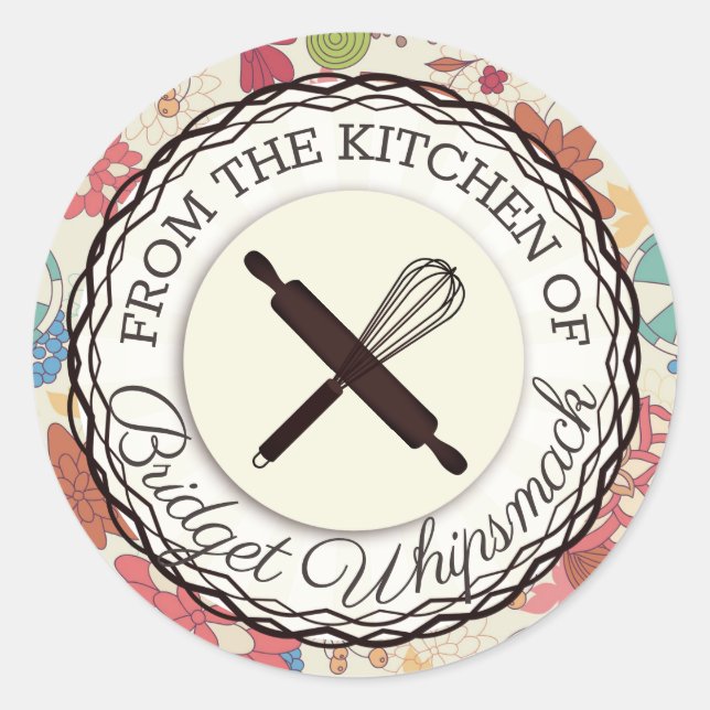 Sticker Rond Les ustensiles de cuisson fouettent de la cuisine  (Devant)