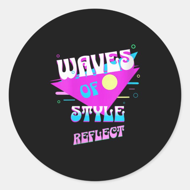 Sticker Rond Les Vagues De Style Des Femmes Reflètent L'Esthéti (Devant)