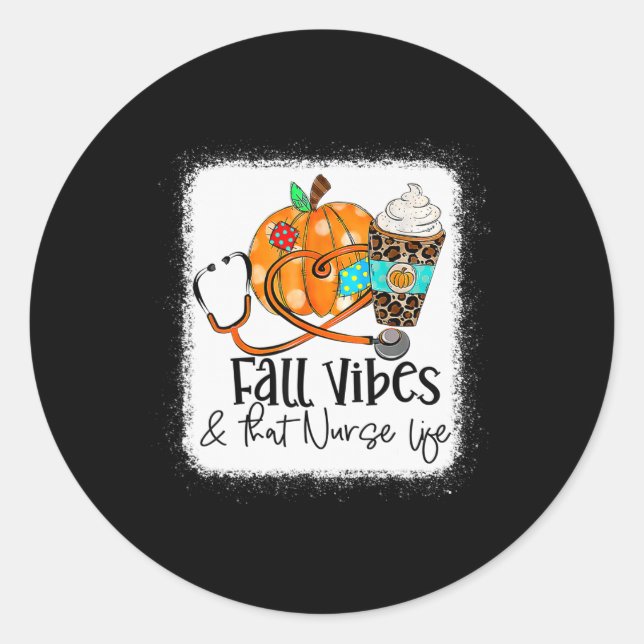 Sticker Rond Les Vibes D'Automne Et L'Infirmière De L'École De  (Devant)