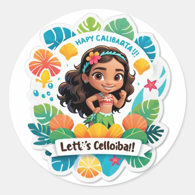 Sticker Rond Les vibrations d'anniversaire de l'île de Moana (Devant)