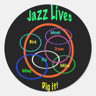 Sticker Rond Les vies de jazz