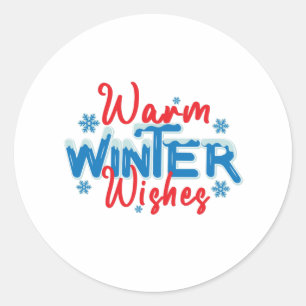 Sticker Rond Les voeux d'hiver chauds