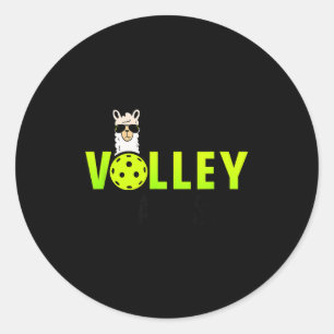 Sticker Rond Les volley llamas style de bande dessinée lama pic
