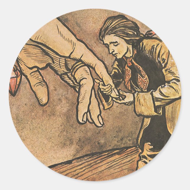 Sticker Rond Les voyages de vintage Gulliver par Arthur Rackham (Devant)