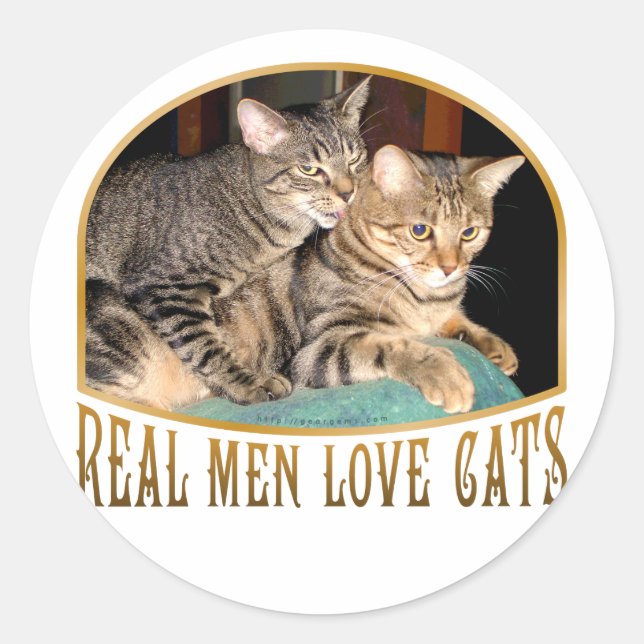 Sticker Rond Les vrais hommes aiment les chats (Devant)