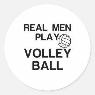 STICKER ROND LES VRAIS HOMMES JOUENT AU VOLLEYBALL