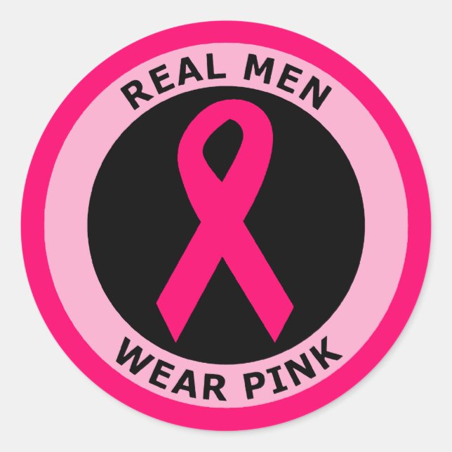 STICKER ROND LES VRAIS HOMMES PORTENT ROSE (Devant)