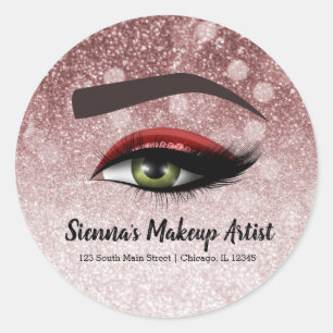 Sticker Rond Les yeux rouges clignotent maquillage