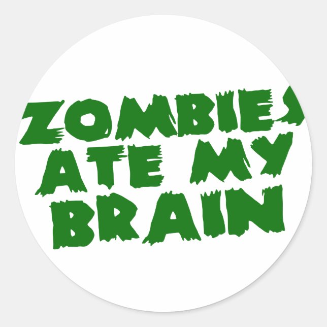 Sticker Rond Les zombies mangent mon cerveau (Devant)