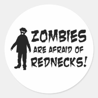 Sticker Rond Les zombies ont peur des Rednecks