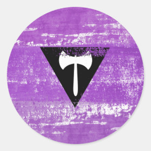 Sticker Rond Lesbian Pride Paint (Labrys)