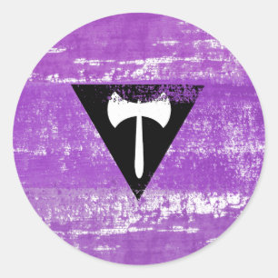 Sticker Rond Lesbian Pride Paint (Labrys)