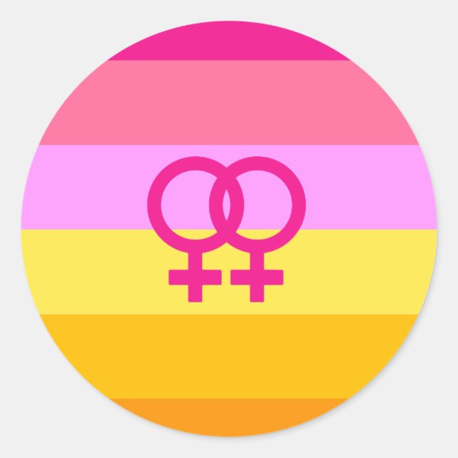 Sticker Rond Lesbienne Dawn Pride Femmes qui aiment les femmes (Devant)