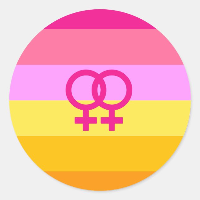 Sticker Rond Lesbienne Dawn Pride Femmes qui aiment les femmes (Devant)