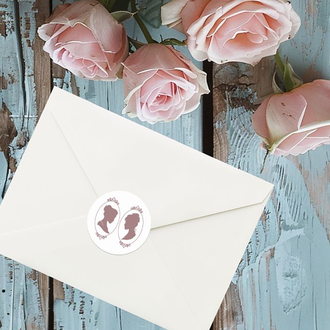 Sticker Rond Lesbiennes Mariées Regency Rose Roses (Créateur téléchargé)