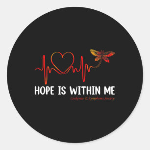 Sticker Rond L'espoir est en moi Battement de papillon Cancer d