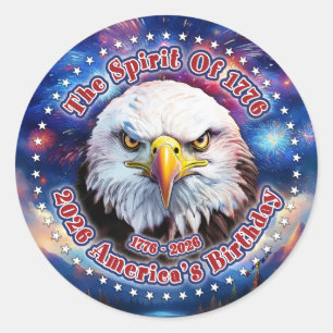 Sticker Rond L'Esprit de 1776, Feux d'artifice M Brown Eagle 20